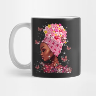 In October We Wear Pink Black Woman Breast Cancer Awareness Mug